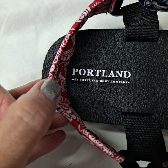Portland Boot Co. Penelope Sport Sandal Rubber Sole Bandana Red White Bl… - Picture 3 of 5